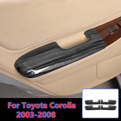 4X / Black Wood Door Armrest Cover Trim Cap for Toyota Corolla (2003–2008)