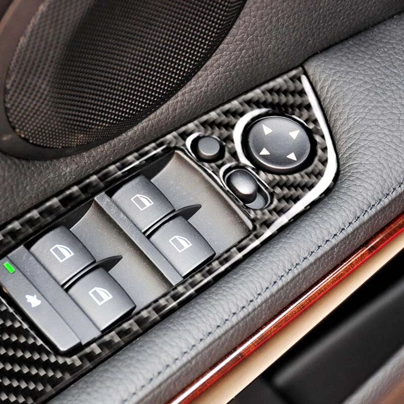 Carbon Fiber Window Switch Cover Trim fit For BMW 3 Series 320i 325i 2005-2012