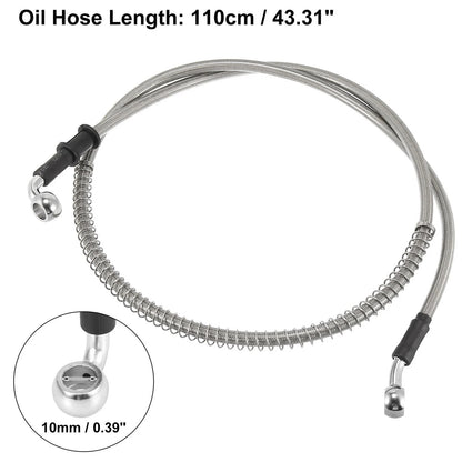 Brake Clutch Oil Hose Line Pipe / 110cm / Hydraulic Silver Tone for Motorcycle