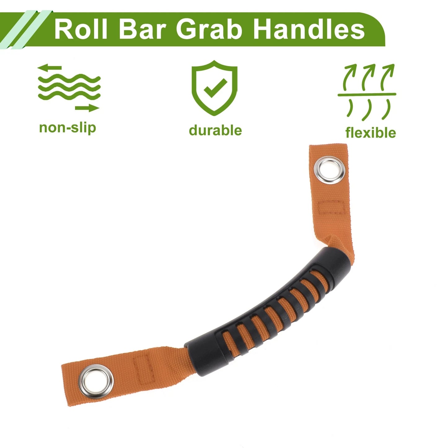 Roll Bar Grab Handles for Jeep Wrangler 2018-2031 - Black & Orange