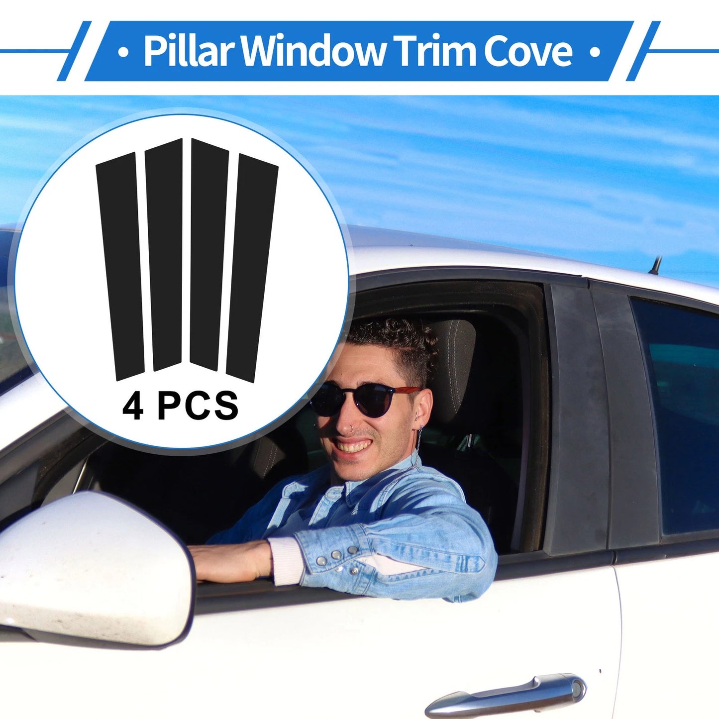 4 x Door Pillar Window Trim for Porsche Panamera Black (2017-2021)