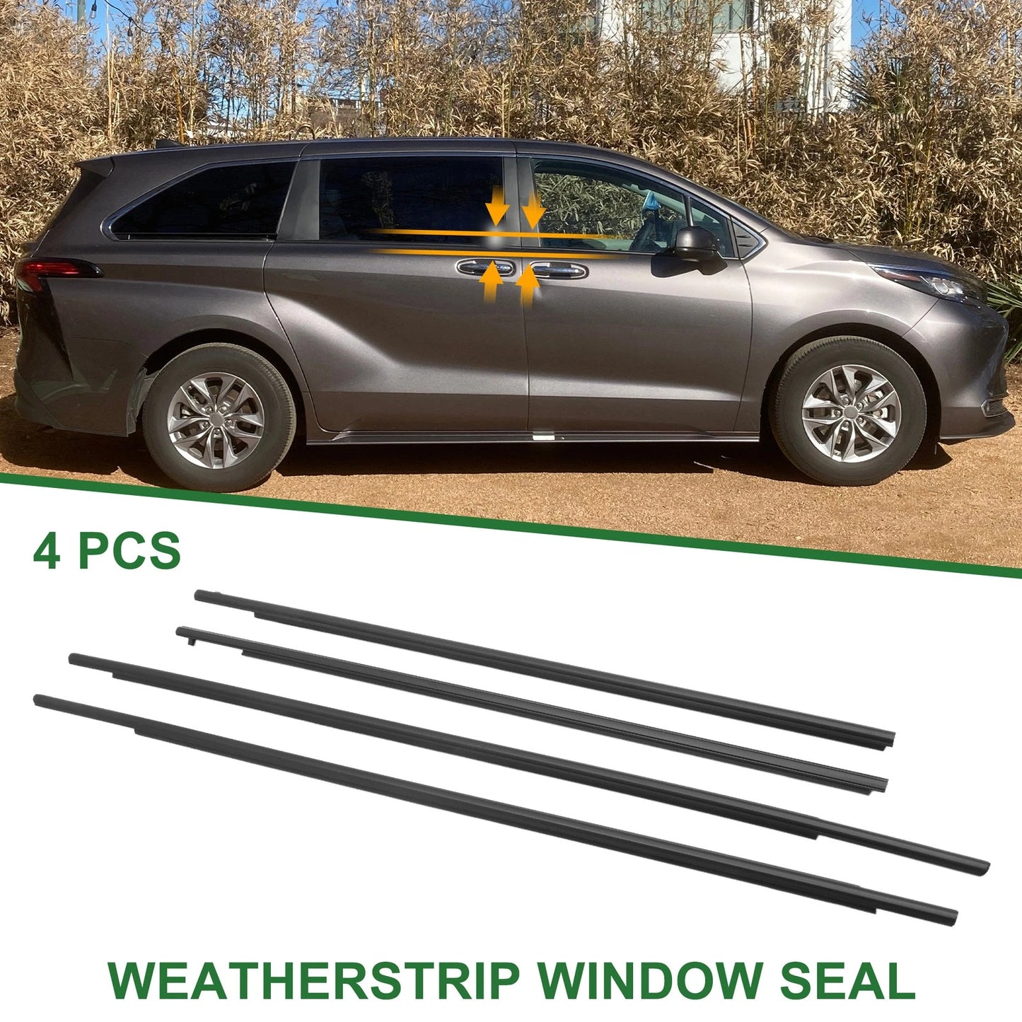 4pcs Weatherstrip Window Seal for Toyota Sienna (2011-2020)