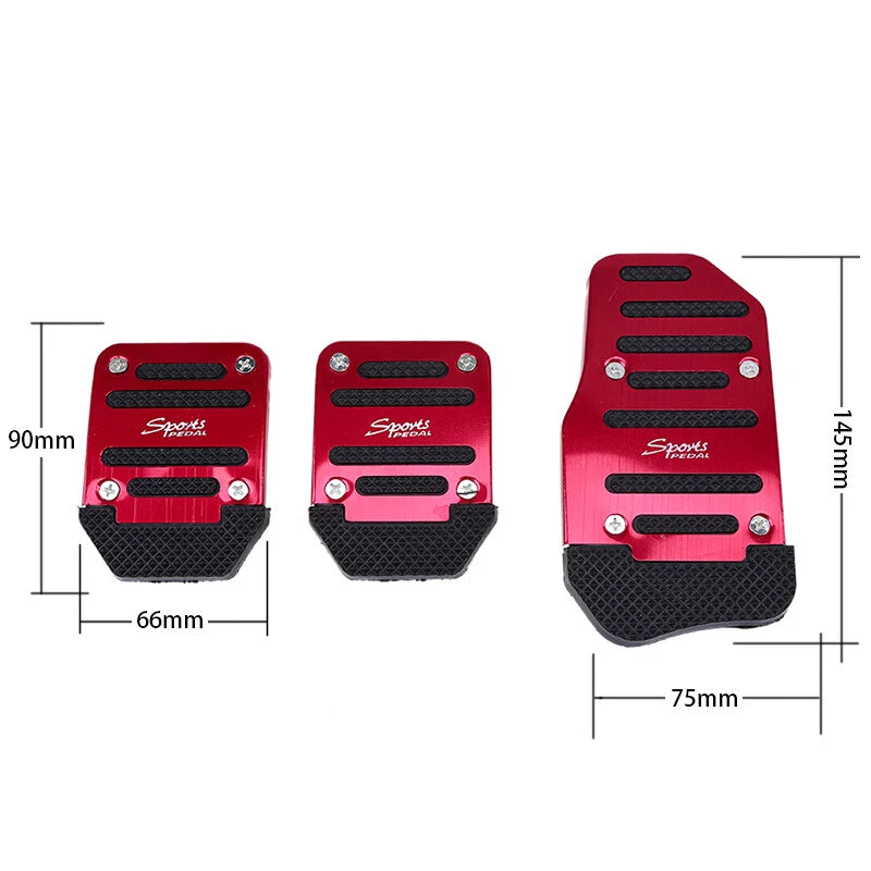 Red Non-Slip Gas Brake Foot Pedal Pad Cover for Car Accessories (3 x Pieces)