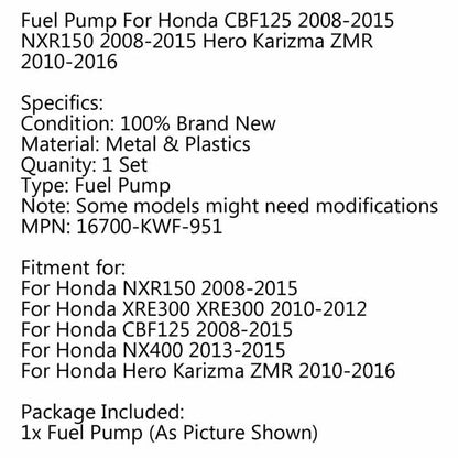 Fuel Pump for Honda CBF125, NXR150, Hero Karizma ZMR (2008-2016)