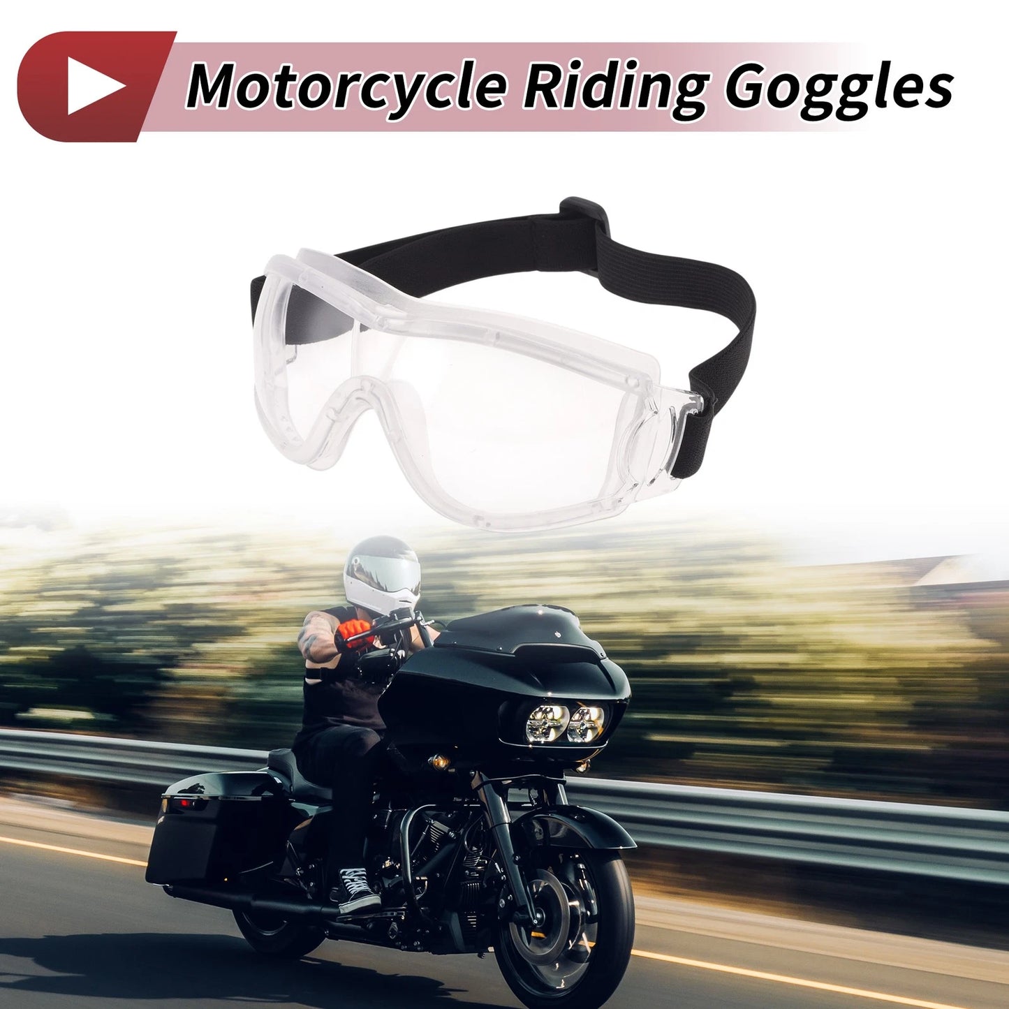 Motorcycle Riding Goggles for Motorcycle Frame Clear Lens PU Sunglasses