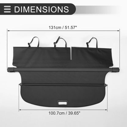 Retractable Cargo Cover for Jeep Cherokee 2014-2018 - Carbon Fiber Black