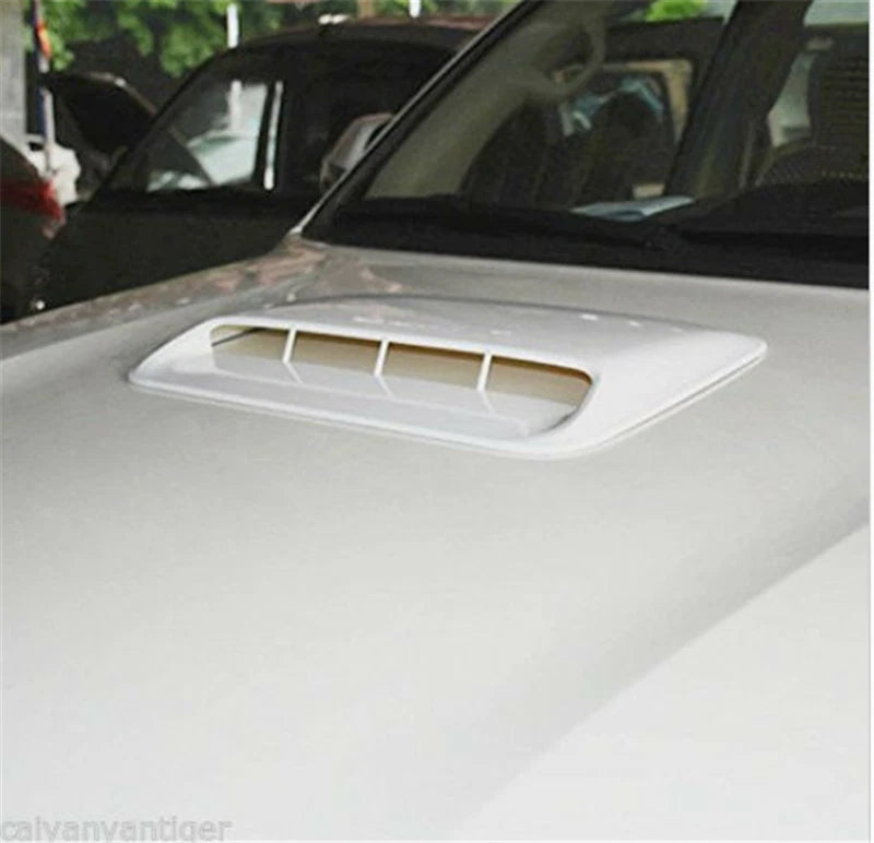 White Decorative Air Flow Intake Hood Scoop Vent Cover for Universal Cars