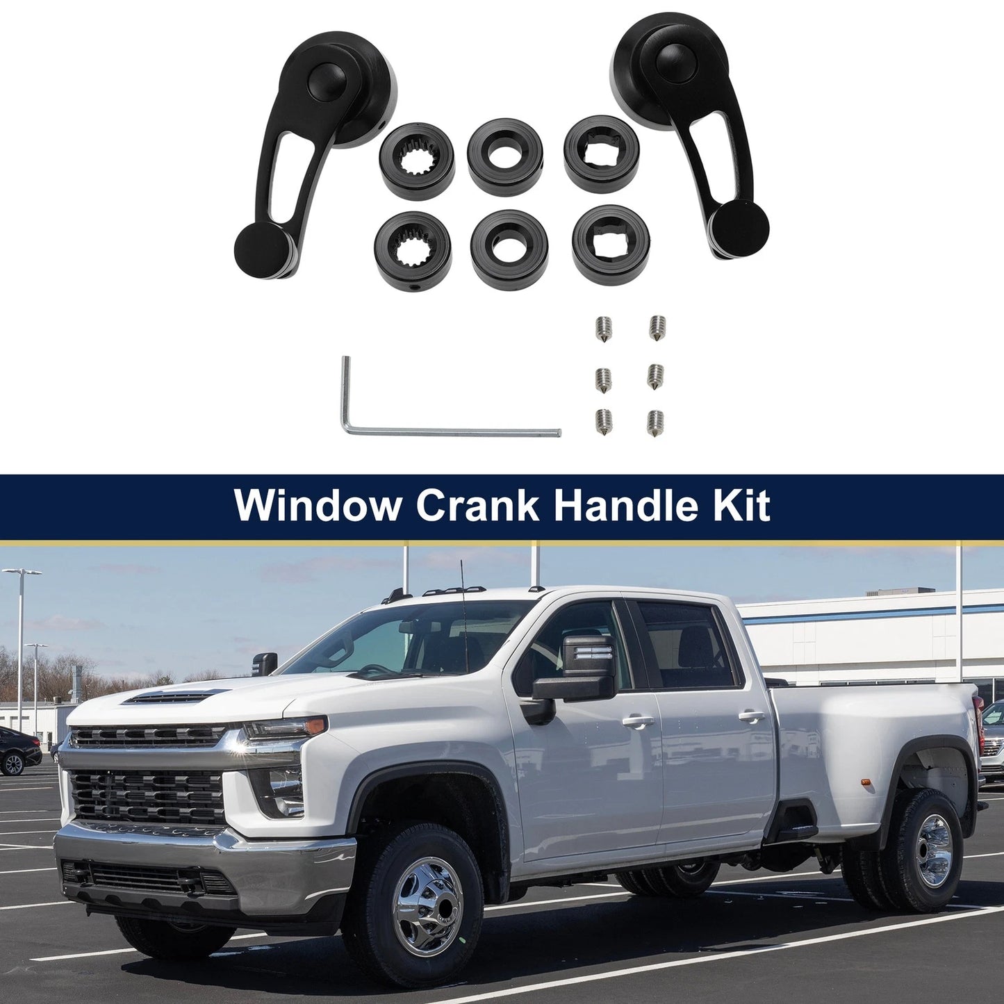Door Window Crank Handle Set for Chevy, Ford, Chrysler - Black