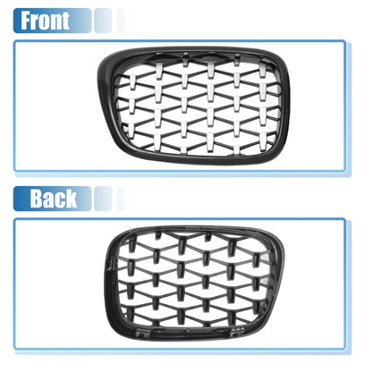 Front Hood Bumper Grille for BMW 525i 530i E39 Diamond Star Black (1997-2003)