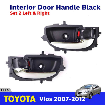 Interior Door Handle BK/CH Pair L+R Fits Toyota Vios Yaris 4D Sedan 2007-12 D06