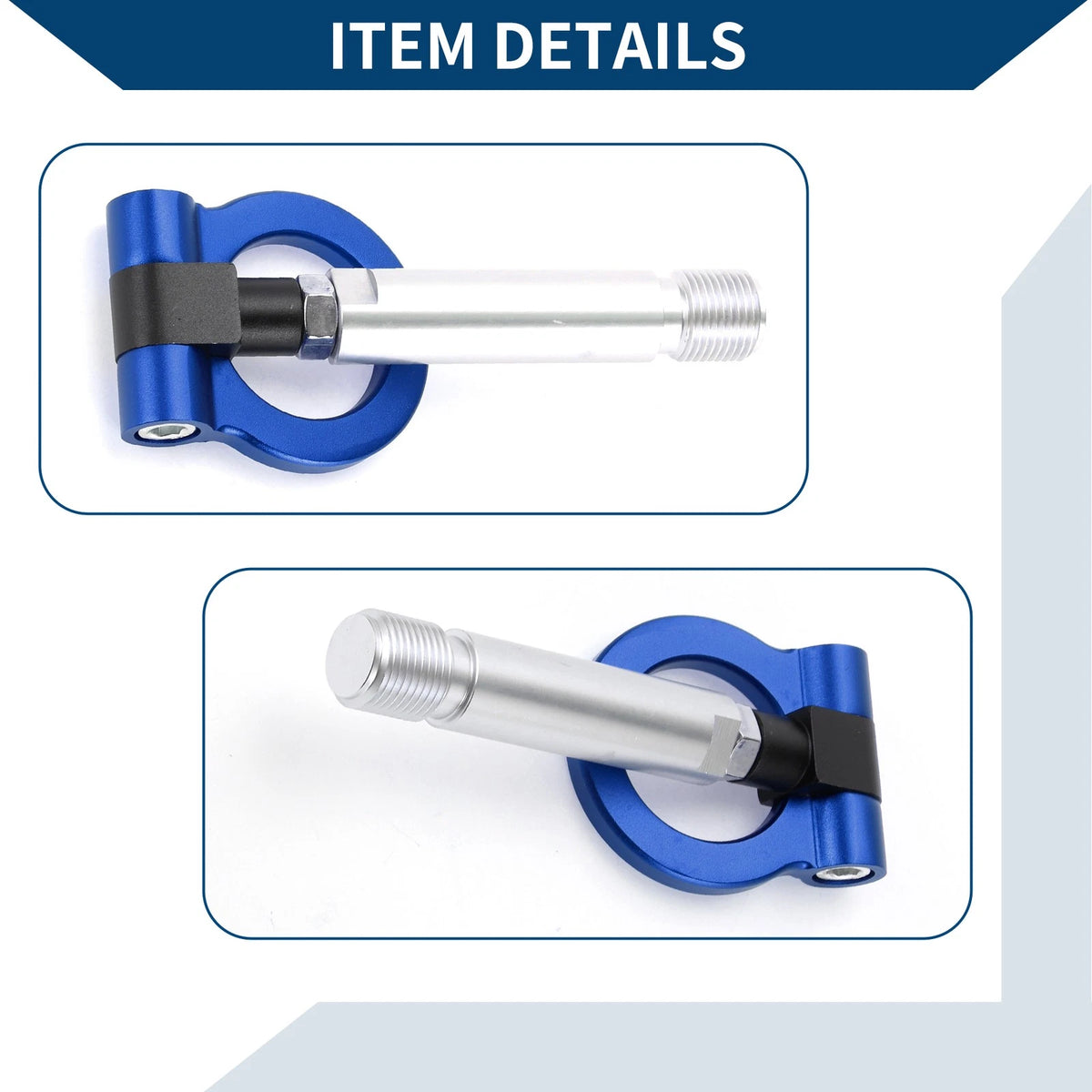 Tow Hook Ring 23.0cm for Toyota Yaris (2020-2023) - Metal Towing Hook, Blue