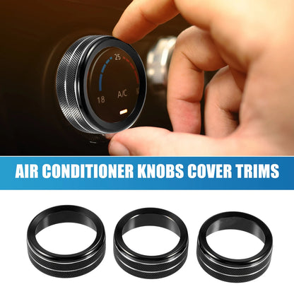 Car Air Conditioner Knobs for Jeep Wrangler JL JLU 2018-2022 Black 3 x Set