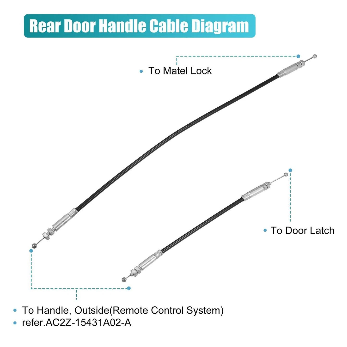Rear Right Door Latch Release Cable for Ford E150 E250 (2008-2014)