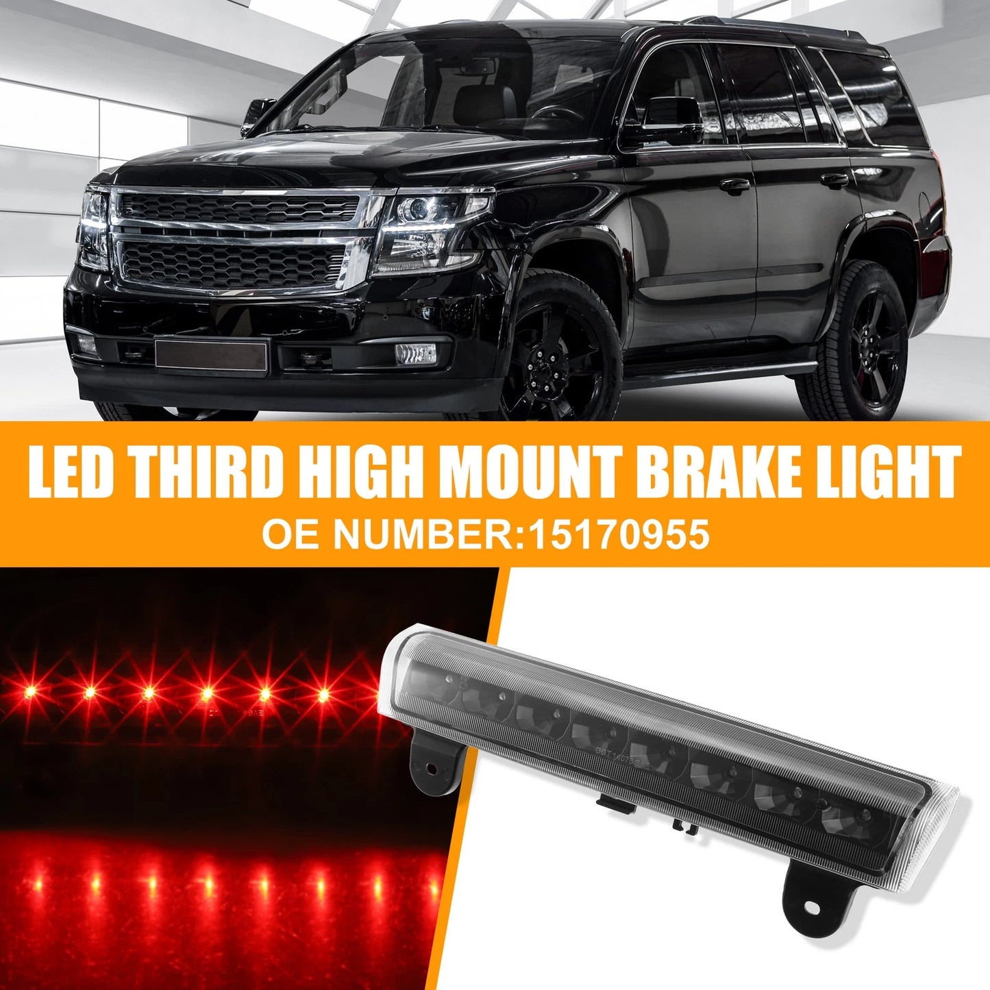 LED Third High Mount Brake Light for Chevrolet Suburban ABS Black