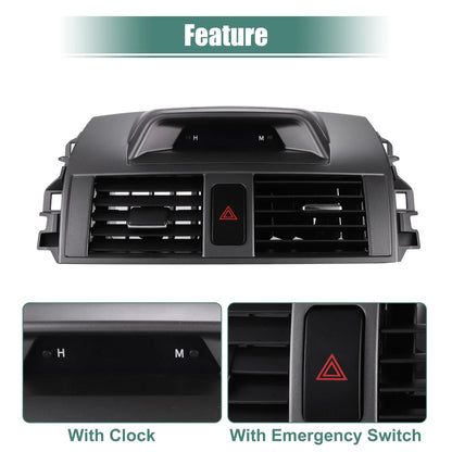 A/C Air Vent Outlet Panel with Clock for Toyota Corolla (2009-2013) Gray