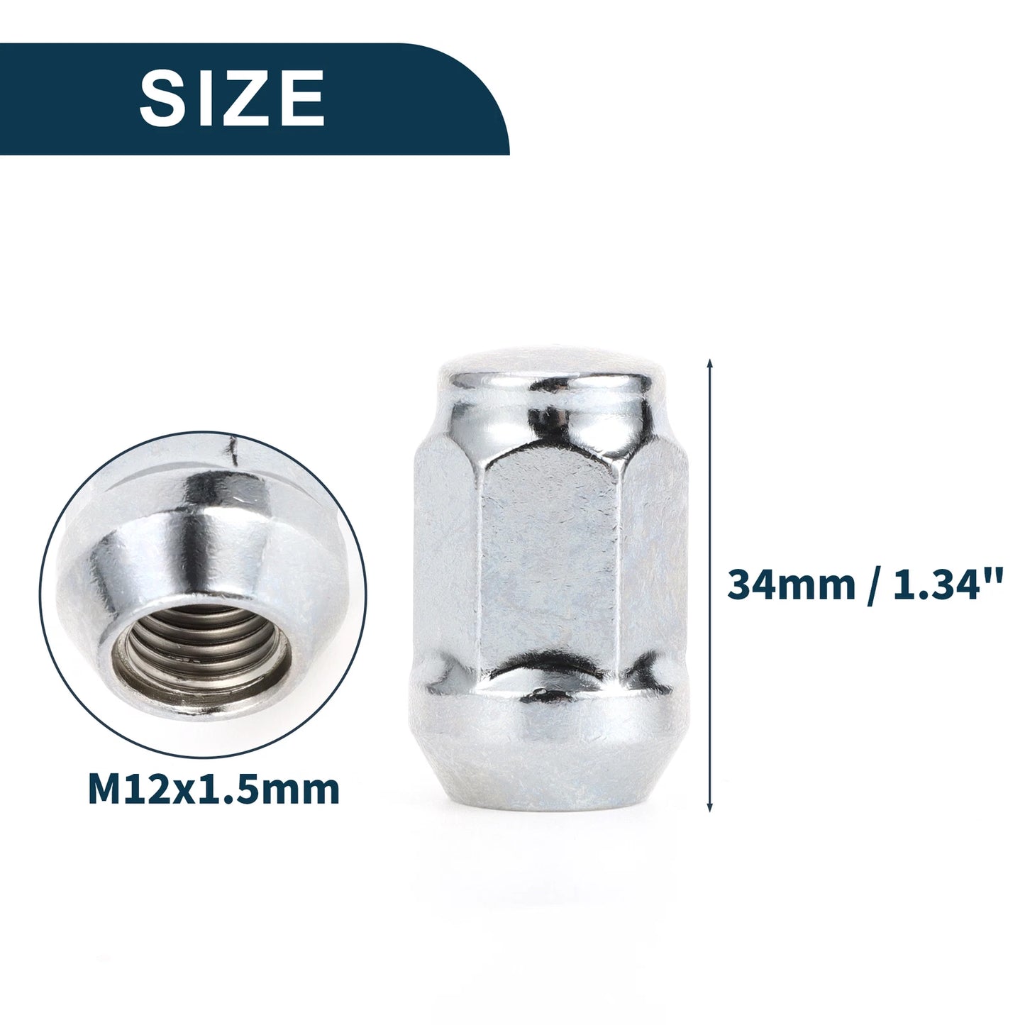 20 x Wheel Lug Nuts M12x1.5mm 34mm for Hyundai Chrysler Toyota Kia