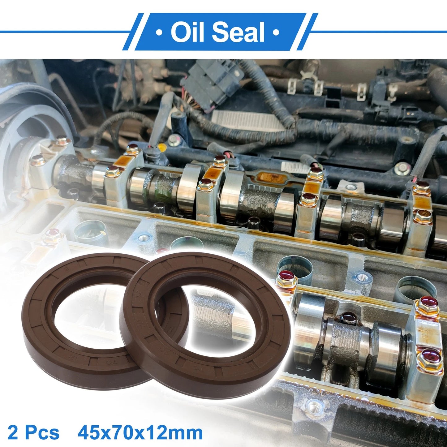 Oil Seal 45x70x12mm 2 x Seal Ring Rotary Shaft Seal FKM Rubber