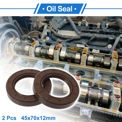 Oil Seal 45x70x12mm 2 x Seal Ring Rotary Shaft Seal FKM Rubber