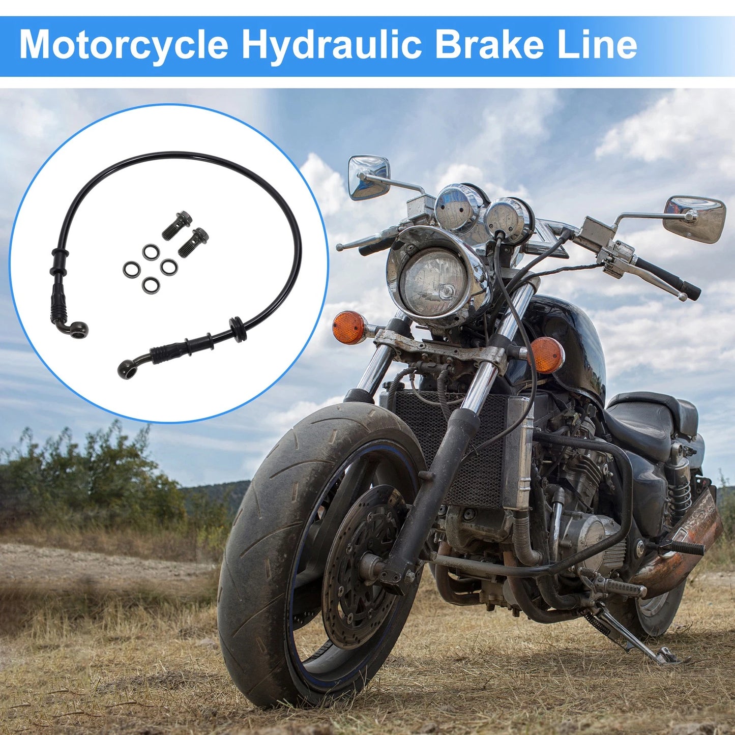 60 cm Motorcycle Brake Clutch Oil Hose Nylon PU Stainless Steel Wire Braid for Motorcycle
