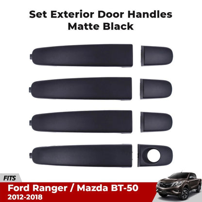 Outer Door Handle Matte Black Set 4 Fits Ford Ranger Mazda BT-50 Pro 2012-18 D06