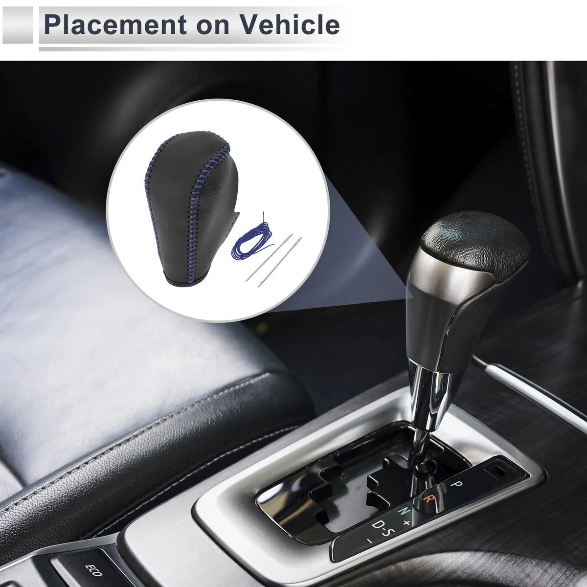 Gear Shift Knob Cover for BMW 3 Series 2004-2012 Black Blue Faux Leather