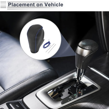 Gear Shift Knob Cover for BMW 3 Series 2004-2012 Black Blue Faux Leather