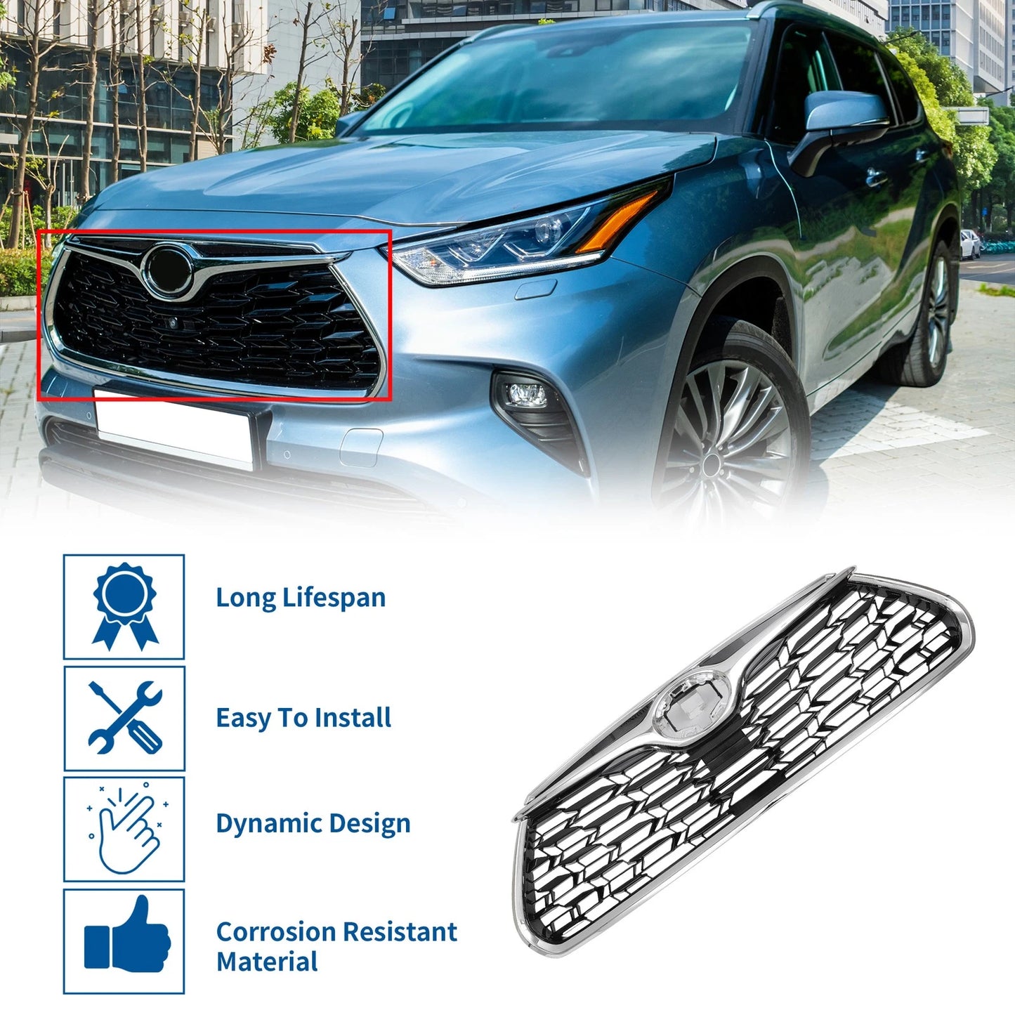 Front Bonnet Bumper Grille for Toyota Highlander (2020-2022)