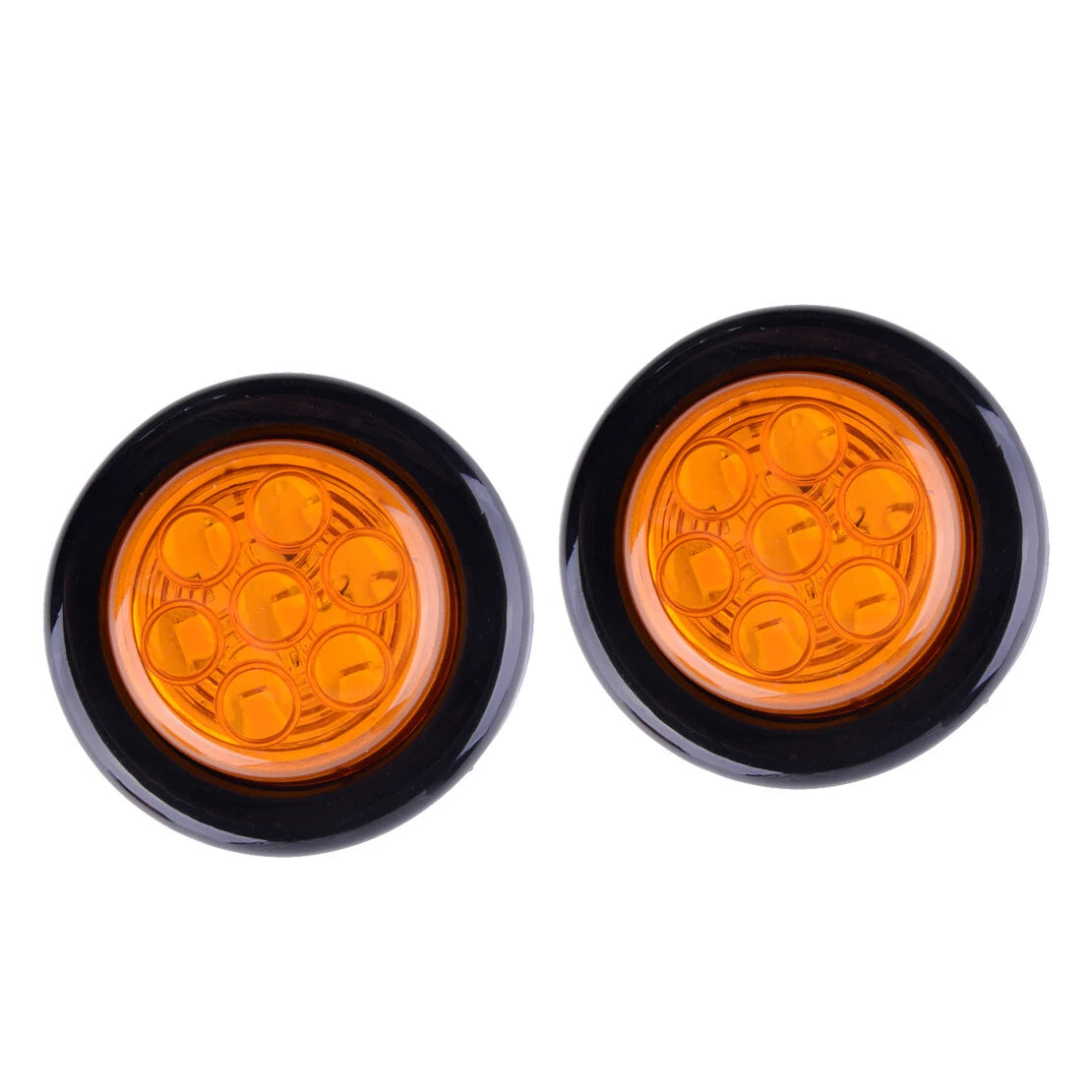 2" 12V LED Amber Round Side Marker Lights for Car Truck