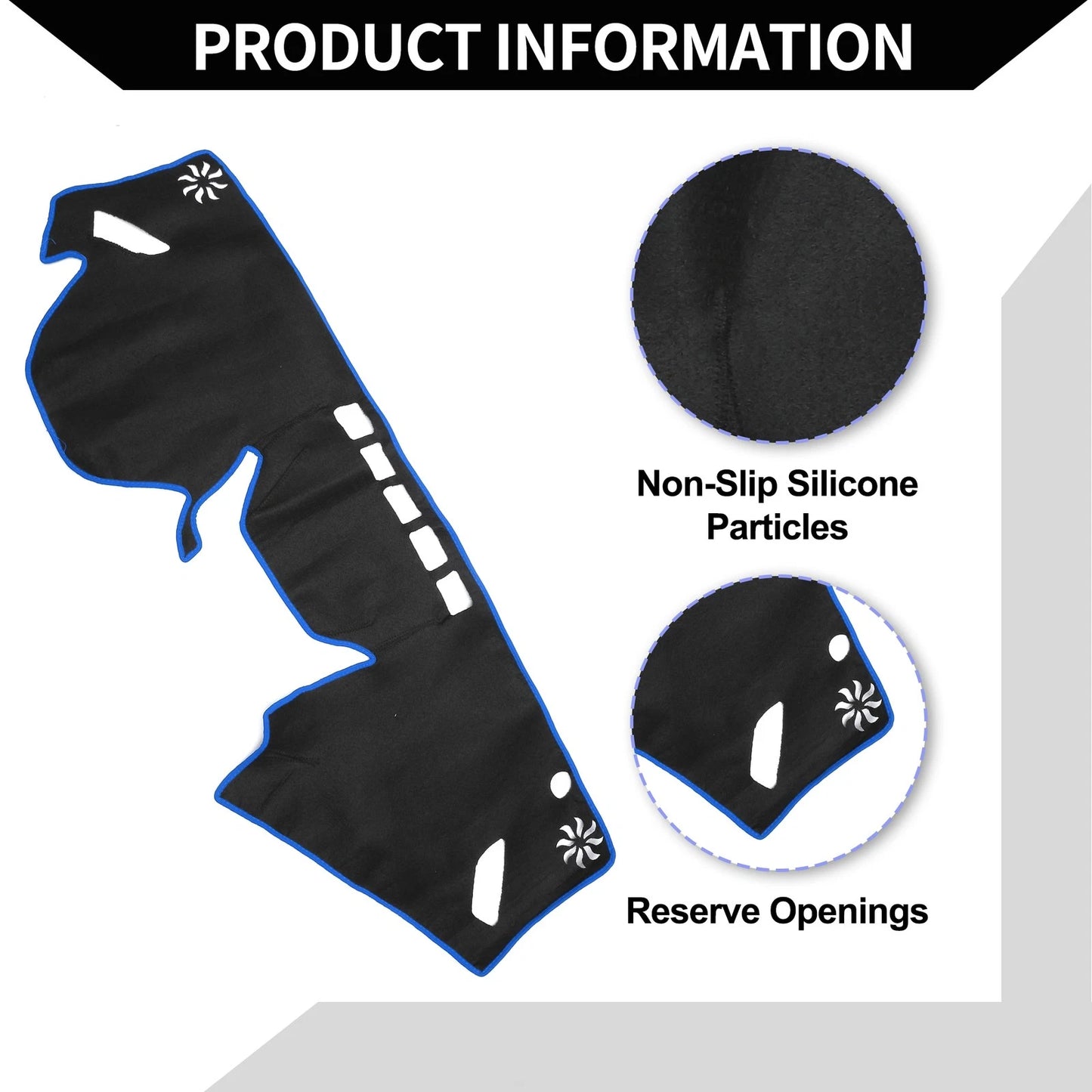 Dashboard Cover Mat for Subaru Forester 2018-2024 Black Blue 1 Set