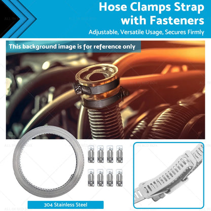 304 Stainless Steel Adjustable Worm Hose Clamps with Fasteners - DIY