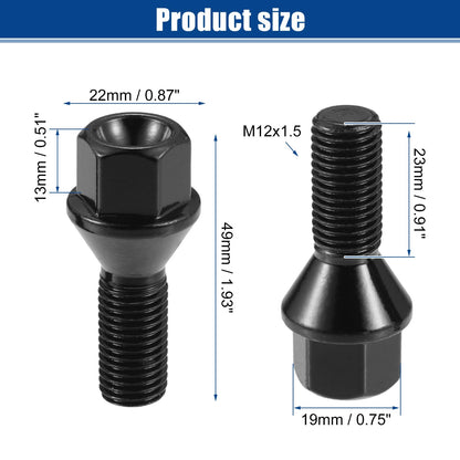 10 Pcs M12x1.5 Wheel Lug Bolt Nut for BMW E46 E90 E39 (2000-2012)