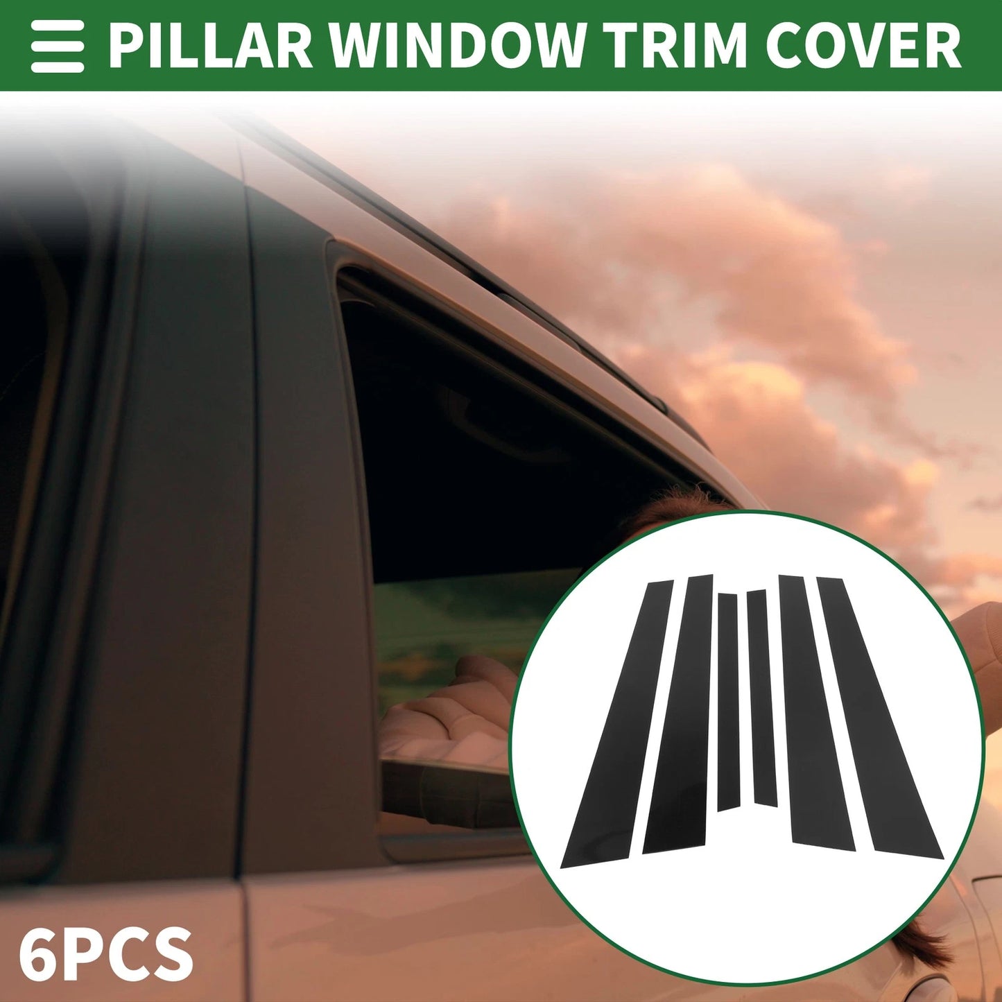 6 Pcs Black Door Pillar Window Trim for BMW 5-Series (1997-2003)