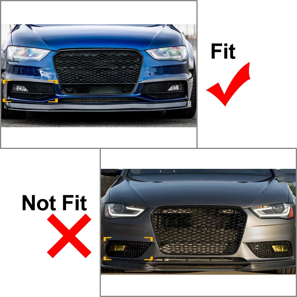 Honeycomb Front Bumper Fog Light Grille Covers for Audi A4 B8.5 (2013-2016)