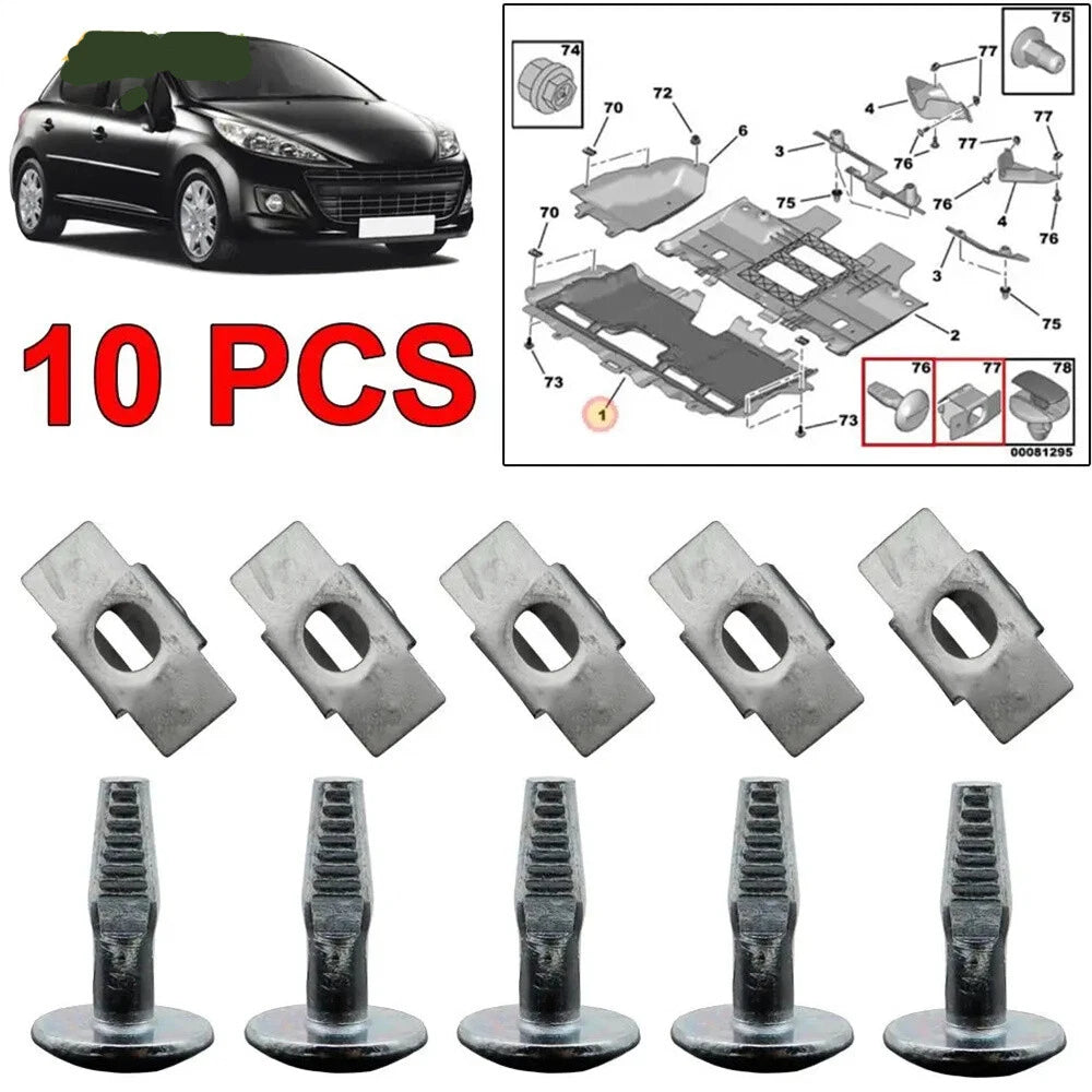 10 x Engine Undertray Cover Screws for Citroen C2 C3 (2003-2010)