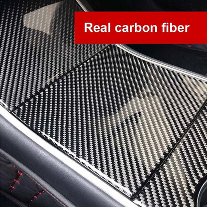 3pcs Carbon Fiber Center Console Cup Holder Wrap Trim fit For Tesla Model 3