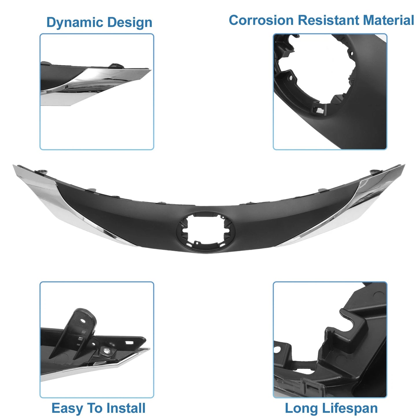 Front Bonnet Bumper Grille for Toyota Sienna (2011-2020) - Black Silver Tone