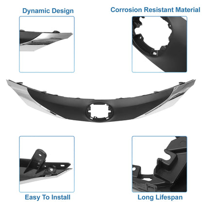 Front Bonnet Bumper Grille for Toyota Sienna (2011-2020) - Black Silver Tone