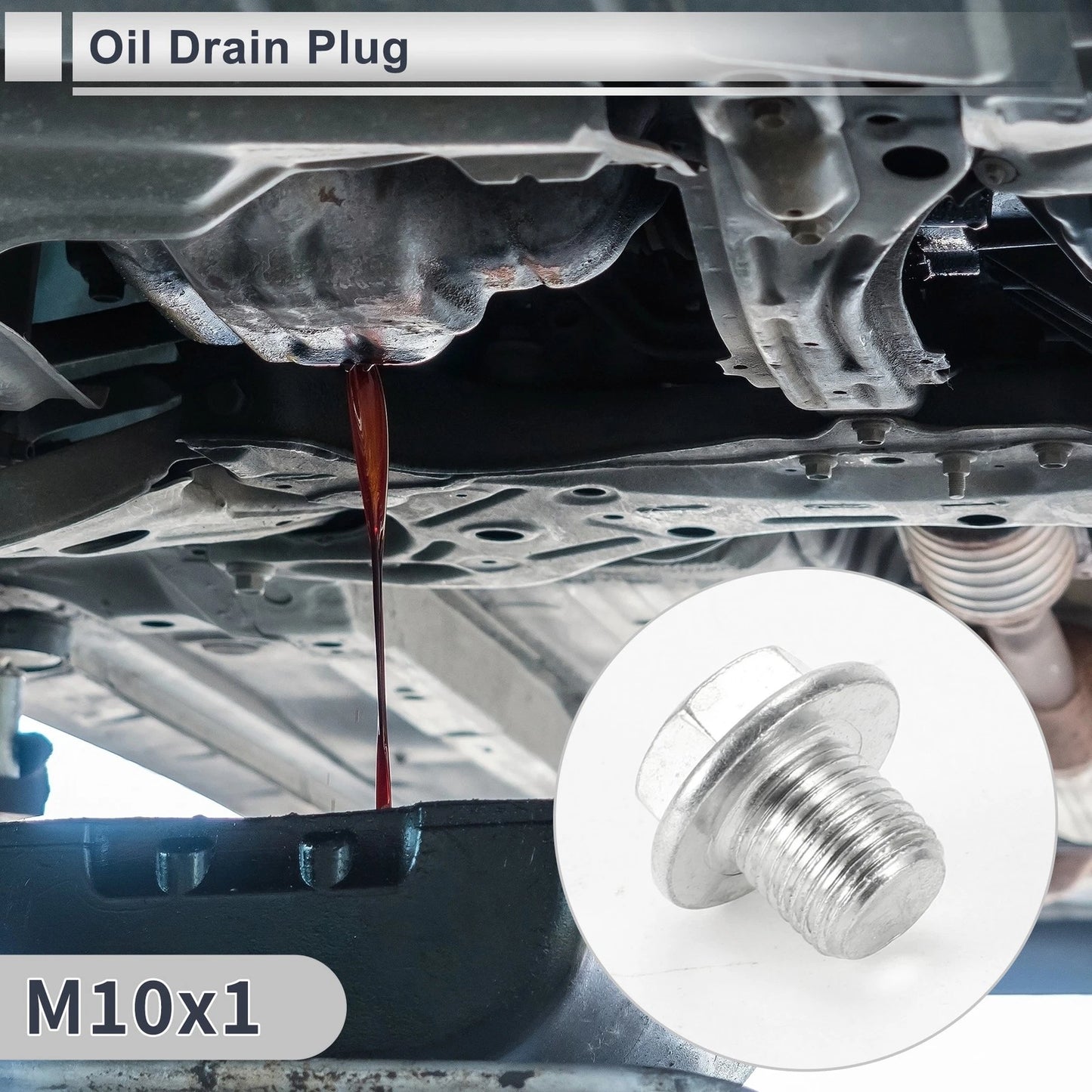 M10x1 Oil Drain Plug w/Gasket 0.63in Height for Car/Motorcycle/Boat