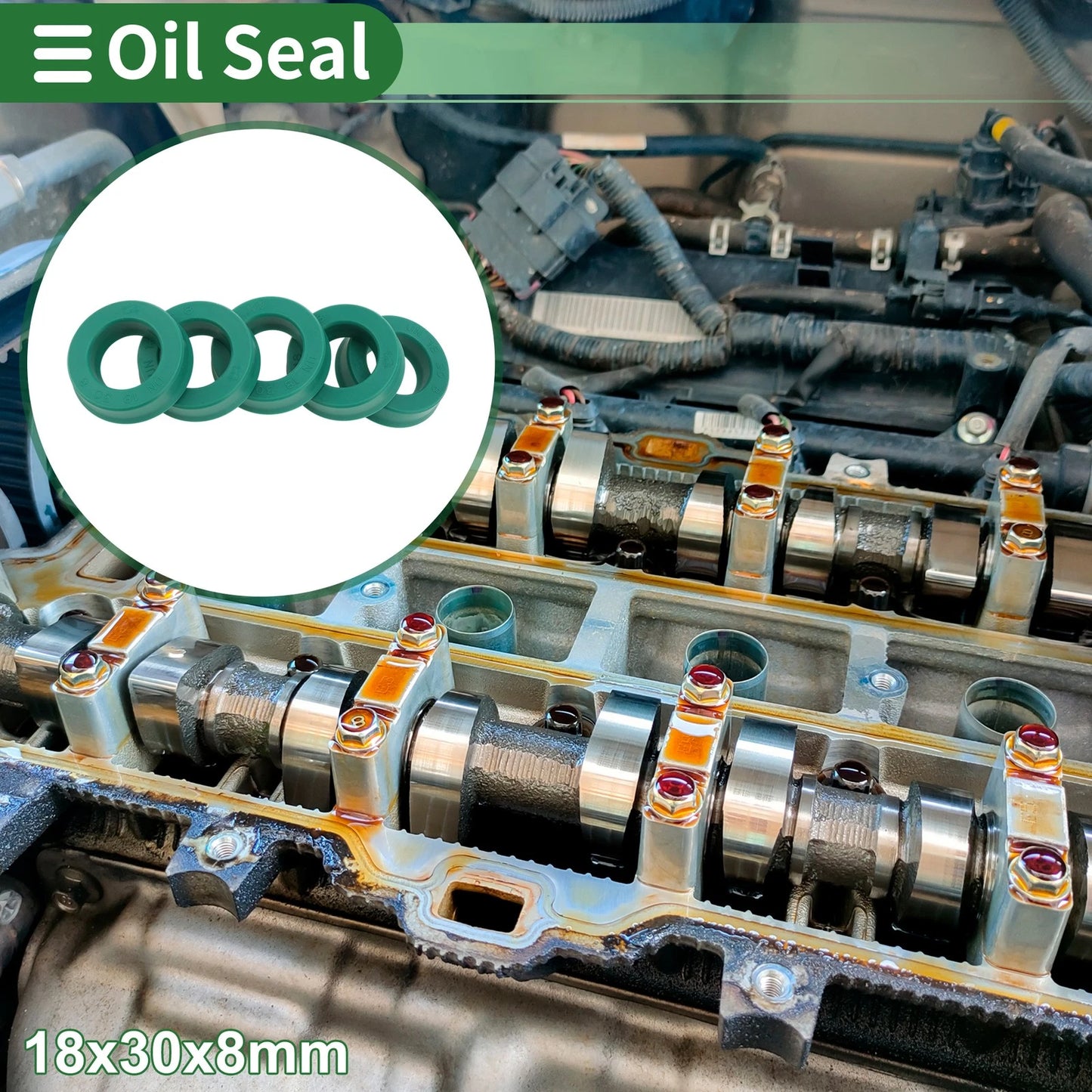 Oil Seal 5 Pcs 25x33x7mm TPU High Pressure Green Seal Ring for Make Model