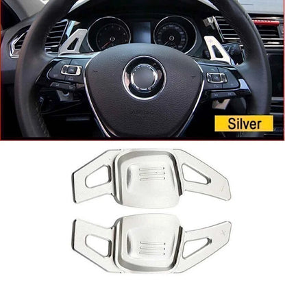 Silver Steering Wheel Paddle Shifter Extensions for VW Tiguan Golf 7 Passat