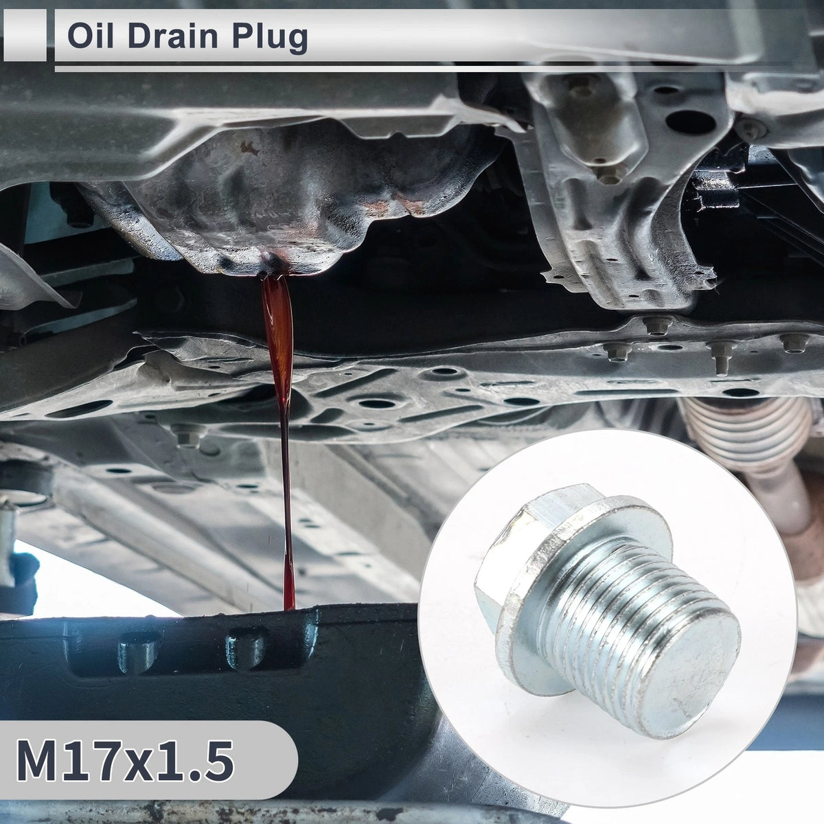 Set M17x1.5 0.98" Height Engine Oil Drain Plug with Gasket for Car/Motorcycle