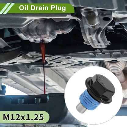 2 x M12x1.25 Copper Oil Drain Plug with Gasket for Car Motorcycle Black Blue