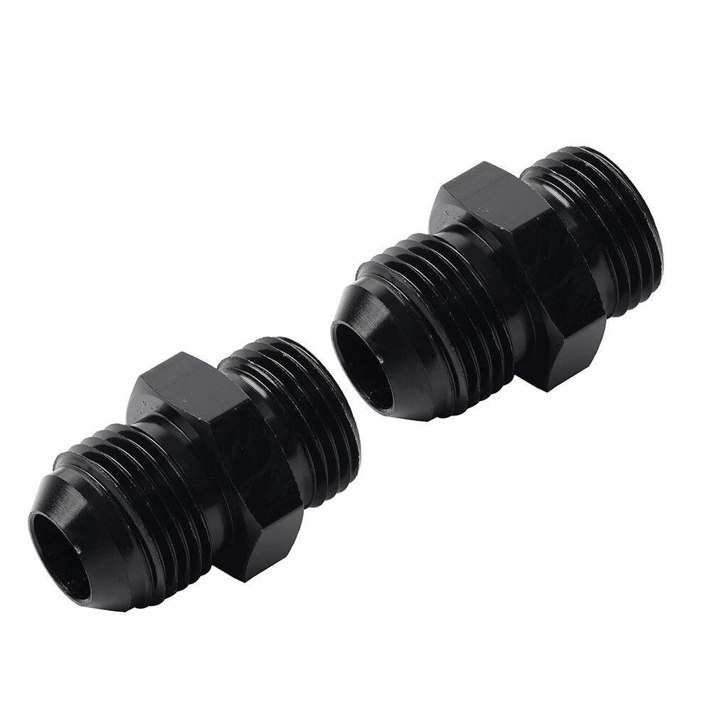 Black Aluminum AN8 Flare to 8AN ORB Male Fitting Adapter w/ O-Rings