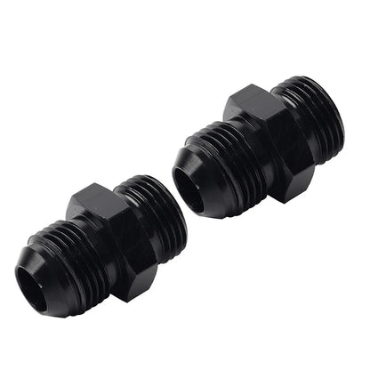 Black Aluminum AN8 Flare to 8AN ORB Male Fitting Adapter w/ O-Rings