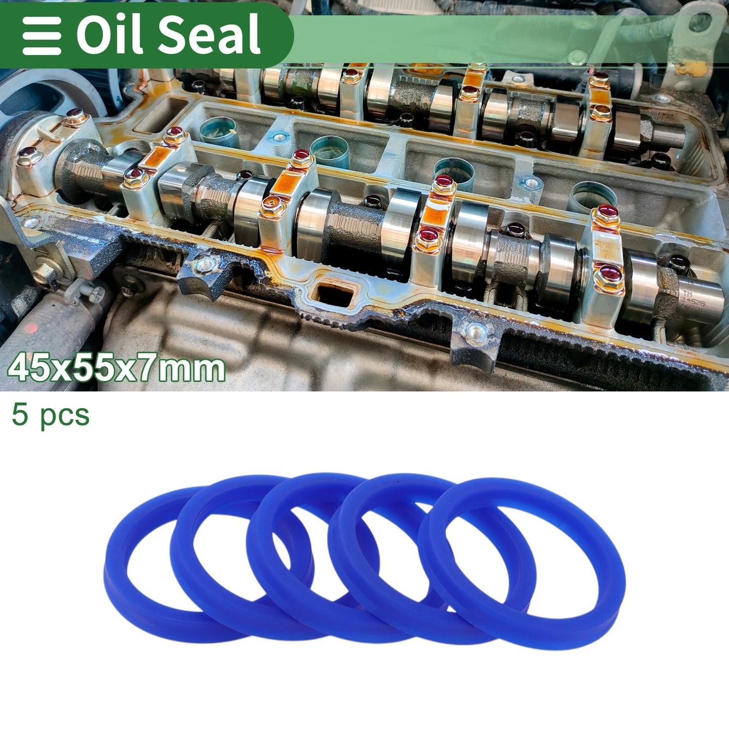 Oil Seal 45x55x7mm TPU Blue Rotary Shaft Seal 5 Pcs