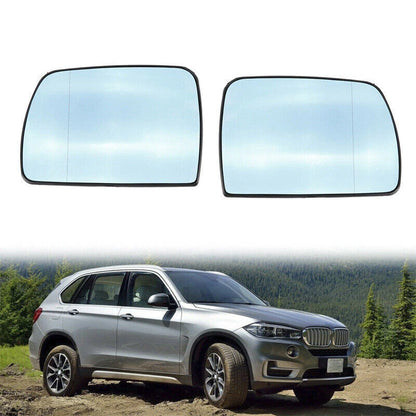 Heated Blue Rearview Mirror Glass Pair for BMW X5 E53 (2000-2006)