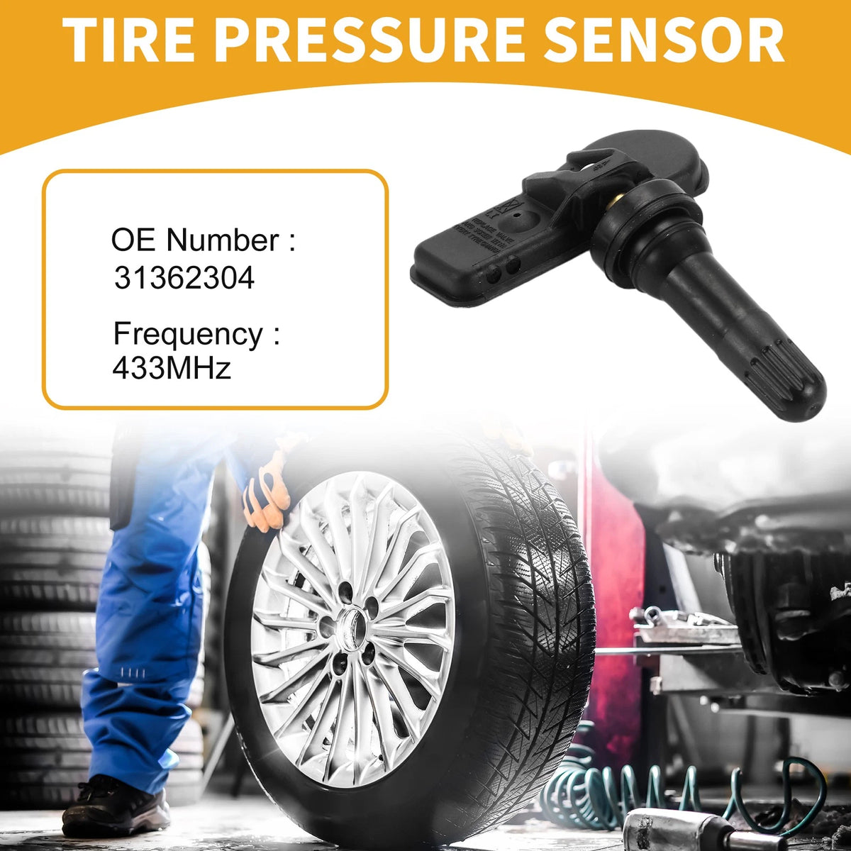 Tire Pressure Sensor 1 x for Volvo XC90 (2016-2021) TPMS 433MHz