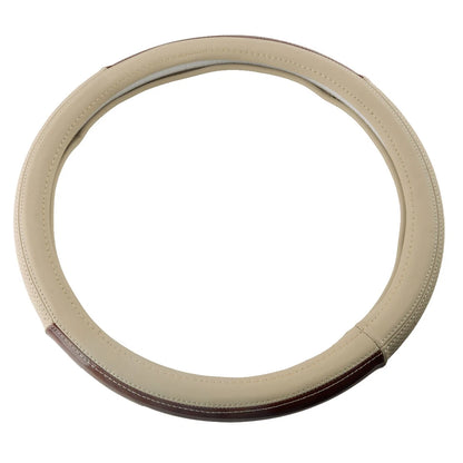 Beige Leather Anti-Slip Steering Wheel Cover for Universal 15" (37-38CM)