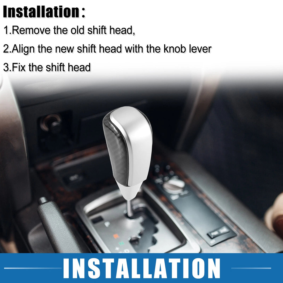 Gear Shift Knob for Toyota Land Cruiser 2016-2021 - Black Silver Tone