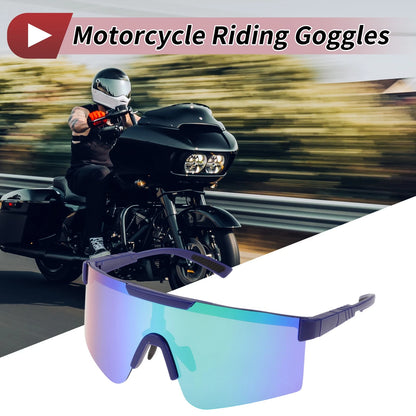 1 Pc Motorcycle Riding Goggles Green Lens Blue Frame Tri-acetel Cellulose PC